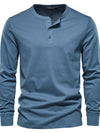 Men's Full Size Quarter Button Round Neck Long Sleeve T-Shirt Plus Size