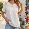 Women's Pearl-Trim Hollow-Out T-Shirt – Loose Fit, Short Sleeve, Casual Chic by FitiqueFit