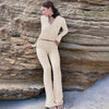 Women’s Knitted Hooded Two-Piece Set – Cardigan & High-Waisted Pants Suit by FitiqueFit