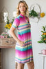 Colorful Full Size Striped Short Sleeve Mini Tee Dress Plus Size Casual Essential Summer Dress by Stevvex
