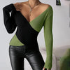 Women's Elegant V-Neck Cross Front Sweater by FitiqueFit