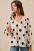 BiBi Polka Dot Exaggerated Balloon Sleeves Blouse by FitiqueFit