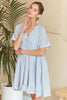 Ruffled Hem Striped V-Neck Babydoll Dress For Summer – Playful, Feminine, Fluttering, Stylish, Effortlessly Chic by Stevvex
