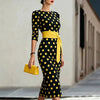 Women's Retro Polka-Dot Bodycon Midi Dress – Belted Cross-Tie by FitiqueFit