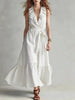 Women's V-Neck Sleeveless Lace-Up Panelled Maxi Dress – Wide Flare by FitiqueFit