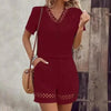 Boho Chic Lace Detail Outfit V-Neck Short Sleeve Summer Set by FitiqueFit