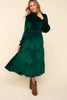 Mock Neck Smocked Waist Velvet Tiered Dress – Elegant Velvet Dress, Tiered Babydoll Dress, Smocked Waist Dress, Velvet Party Dress, Long Sleeve Dress by Stevvex