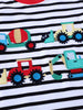 Children's Striped Long Sleeve T-Shirt with Construction Vehicle Appliques by Simply Love