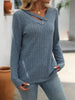 Ribbed Knit Long Sleeve Button Detail T-Shirt by Simply Love