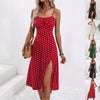 🌸 Women's Polka Dot Suspender Maxi Dress – Summer Elegance with a Flirty Twist by FitiqueFit