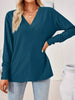 Plus Size V-Neck Textured Long Sleeve T-Shirt by Simply Love