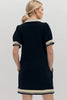 Trendy Contrast Short Sleeve Mini Dress Soft & Comfortable Casual Dress for Women by Stevvex