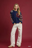 Umgee Flower Jacquard Striped Long Sleeve Sweater by FitiqueFit