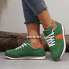 PU Leather Contrast Round Toe Flat Sneakers – Lace-Up Casual by FitiqueFit
