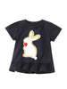 Children's Cute Rabbit Applique Ruffle Hem T-Shirt by Simply Love