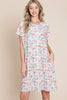 Printed Round Neck Short Sleeve Tee Dress For Women – Casual and Comfortable Dress with Printed Design and Pockets by Stevvex