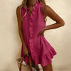 Cotton-Linen Ruffle Hem Sleeveless Mini Dress – 6 Colors, S–2XL by FitiqueFit