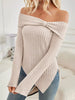Off-Shoulder Ribbed Knit T-Shirt by Wild and Free Boutique