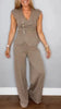 Women's Pleated Vest & Pants Set – Metal Buckle Detail by FitiqueFit