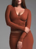 V-Neck Long Sleeve Crop T-Shirt by Simply Love