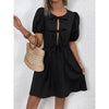 Women’s Striped Tie-Front Puff Sleeve Mini Dress by FitiqueFit