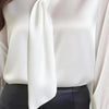 Women's Ribbon Detail Blouse, Lightweight Business Casual Shirt by FitiqueFit