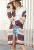 Dark Blue Color Block Striped Cut Out Knit Cardigan by Wild and Free Boutique