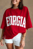 Racing Red GEORGIE Letter Printed Raw Seam Drop Shoulder Loose Tee by Wild and Free Boutique