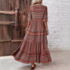 Retro Loose Mixed Color Half Sleeve Dress