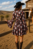 Card Room Cowgirl Bell Sleeve Mesh Retro Dress by Neon Spur
