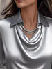 Full Size Satin Cowl Neck Long Sleeve Blouse Plus Size by Wild and Free Boutique