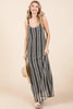 Plus Size Striped Scoop Neck Beaded Strap Maxi Cami Dress – Elegant and Stylish Cami Dress , Beaded Straps, and Flattering Scoop Neckline by Stevvex