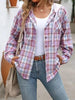Plaid Buttoned Long Sleeve Hooded Jacket for Women – Cozy & Stylish Cotton-Blend Outerwear by Stevvex