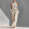 Women's Long-Sleeve Turtleneck Top & Pants Set – Elegant 2-Piece by FitiqueFit