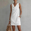 Women's Off-Shoulder Sleeveless Dress – Casual Pullover Midi Dress by FitiqueFit