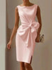 Women's Bow-Knot Sleeveless Midi Dress – High Waist A-Line by FitiqueFit