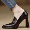 Women's Retro Chunky Heel Pointed Toe Pumps – Slip-On Office Heels by FitiqueFit