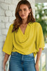 Golden Glow Women's Casual Summer Sleeve Wrap V Neck Draped Blouses by Wild and Free Boutique