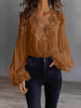 Lace-Panel Puff Sleeve Pleated Ruffle Shirt | Ballet Style by FitiqueFit
