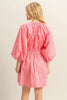 Plunge Balloon Sleeve Poplin Mini Dress with Pockets –Bold, Chic, Sexy and Trendy Plunge Neckline Dress with Balloon Sleeves and Functional Pockets by Stevvex
