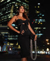 Fashion Sexy Black Camisole Tube Top Backless Big Bowknot Design Two-piece Set
