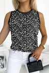 Leopard Print Round Neck Tank Top