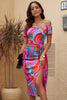 Charming Printed Off-Shoulder Midi Dress with Slit Classy & Feminine Look by Stevvex
