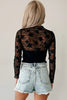 Apricot Pink Mock Neck Floral Lace Mesh Long Sleeve Top by Wild and Free Boutique
