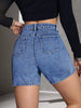 Distressed Vintage Non-stretch Denim Shorts by My Store