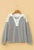 Black Stripe Textured Hooded V Neck Casual Long Sleeve Top by Wild and Free Boutique