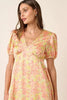 New Summer printed V-Neck Puff Sleeve Mini Dress – Trendy Floral Print with Ruched Detailing and Dramatic Puff Sleeves for a Feminine, Fashion-Forward Look by Stevvex