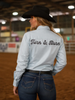 Black Crystal Turn & Burn Classic Button-Up Rodeo Shirt -Light Blue by Neon Spur