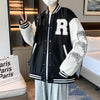 New Elegance Spring Autumn Coat Baseball Bomber Jacket Loose Letter R Men Women Couples Tops Plus Size Jackets Streetwear by Stevvex