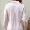 Women's Striped Lapel Long Sleeved Shirt Top by FitiqueFit